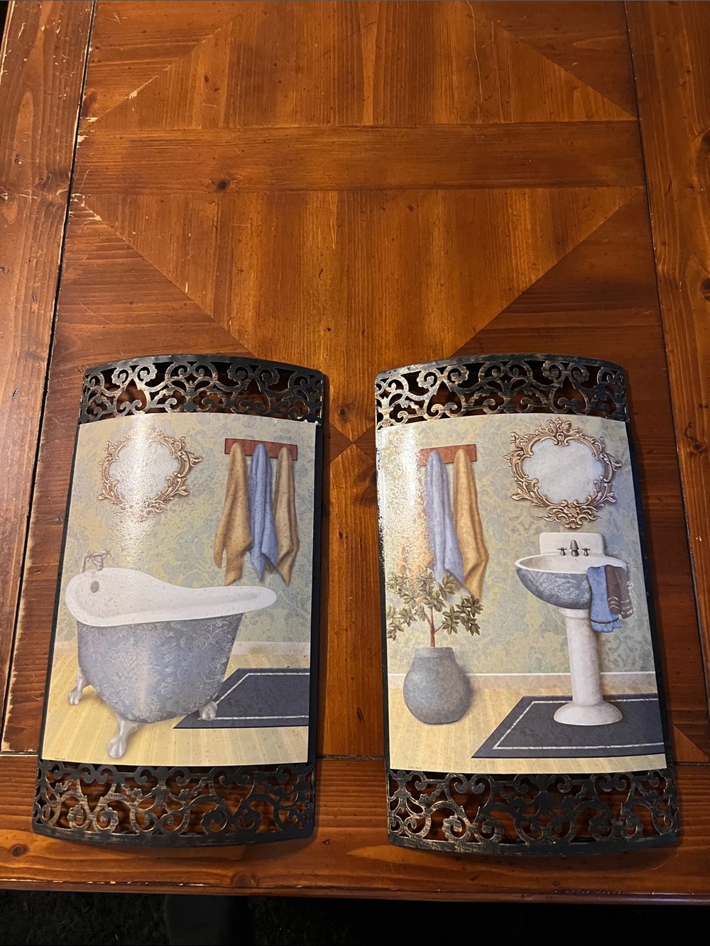 Vintage-Style Blue Bathroom Wall Panels - Unbranded